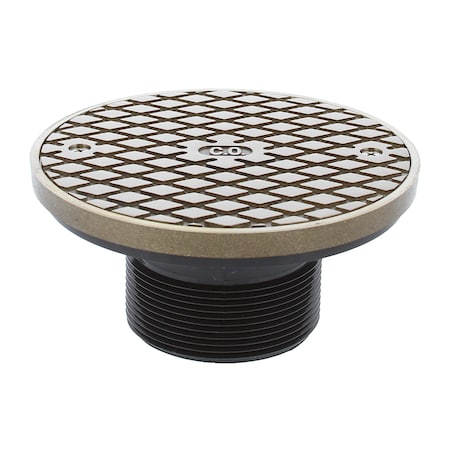 Jones Stephens 3in. Heavy Duty PVC Cleanout Spud with 6in. Nickel Bronze Round Cover with Ring D59909